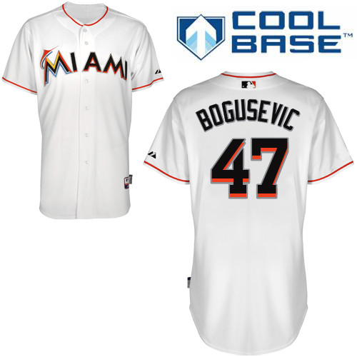 Brian Bogusevic #47 MLB Jersey-Miami Marlins Men's Authentic Home White Cool Base Baseball Jersey